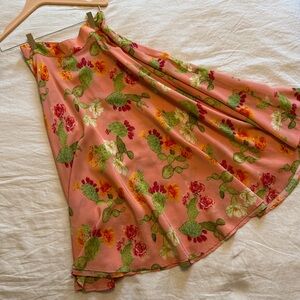 NWT Beatrice Valenzuela Riding Skirt, pink opuntia print  100% silk, never worn